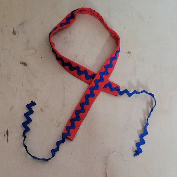 Vintage Jumpsuit Romper Shorts Zip Back Handmade Red Blue Rick Rack Trim Small - Picture 10 of 10